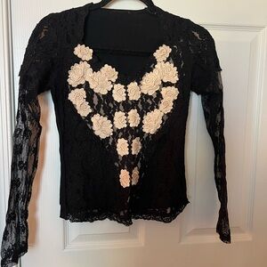 Boston Proper Lace Long Sleeve Top